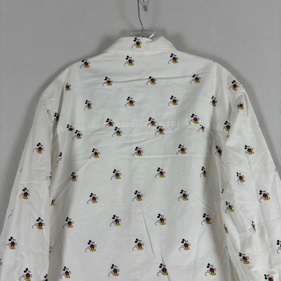 Disney Mickey Mouse White Button-Down Shirt Size L One Pocket - Picture 9 of 15
